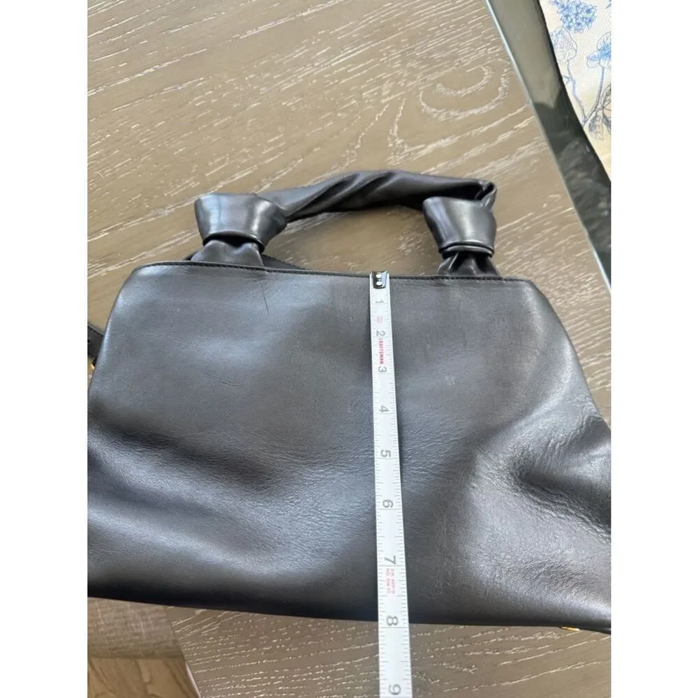 LIA NUMA Black Leather Tote Handbag Satchel Classic Shoulder Bag Made in Italy